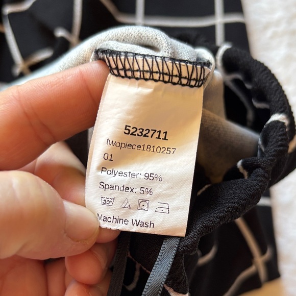 Black/White Print Slim Pants with Elastic Waist - Picture 8 of 12